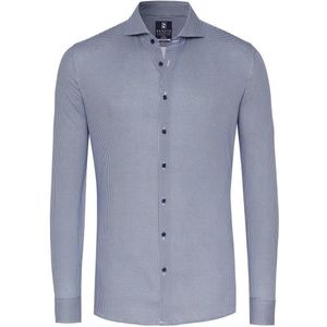 Desoto - Essential Overhemd Hai Piqué Pied De Poule Blauw - Heren - Maat 43 - Slim-fit