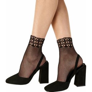 Pretty Polly Sokje - Fashion - Geo Top - Net - Damessokje - Anklet - One Size - Zwart