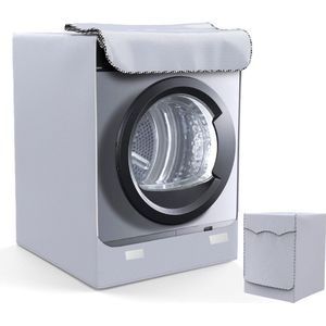 Hoes voor wasmachine en droger buiten, waterdicht, stof- en vuilafstotend met openingen aan de voorkant, zilver (XL 60×64×85 cm)