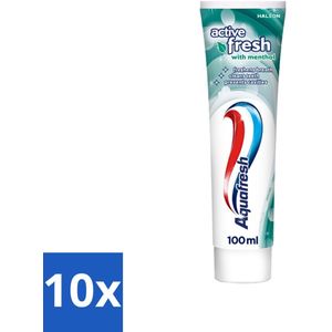 10 x Aquafresh - Tandpasta - Verfrissende Reiniging - Menthol - 100 ml - Tandpasta Menthol - Frisse Adem - Verfrissende Reiniging - Tandpasta Met Menthol - Tandpasta Met Fluoride