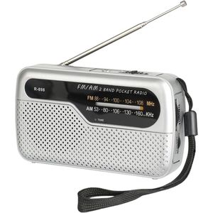 Noodradio - Draagbare radio - 12 cm - Gemakkelijk mee te nemen - Onmisbaar in een noodpakket - Werkt op batterijen voor noodhulp - Ideaal voor buitensporten, sportschool, vrije tijd en reizen. - Wit