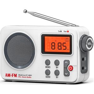 Radio - FM AM-radio - Draagbare radio - Timer- en wekkerradio - Wit - Kunststof