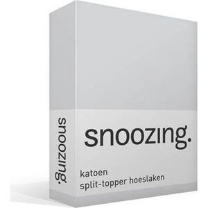 Snoozing  - Katoen - Split-topper - Hoeslaken - Lits-jumeaux - 200x200 cm - Grijs