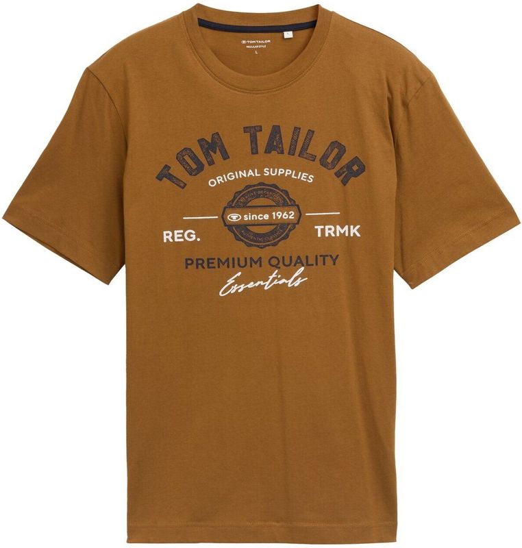 TOM TAILOR - Shirt - Donkerblauw - Ronde Hals - Halve Mouw