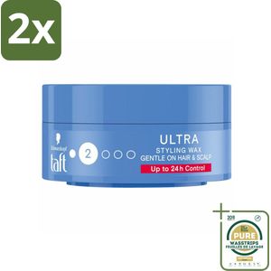 Taft - Ultra 2 - Styling Wax - Flexibele textuur - 75 ml - Voordeelverpakking - 2 stuks - Taft Ultra Wax - Flexibele hold