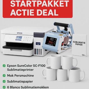 Epson SC-F100 - Sublimatie Startpakket - Compleet - Inclusief Mokpers en Mokken