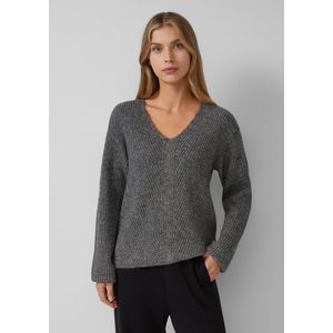 s.Oliver - Gebreide Trui - Dark Grey Melange - Met Structuurmotief