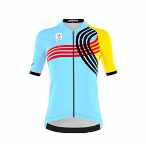 BIORACER Officieel Team Belgium - Icon Fietsshirt Zomer - Dames - Blauw - Olympische Editie - Korte Mouw - Ademend - Maat XS