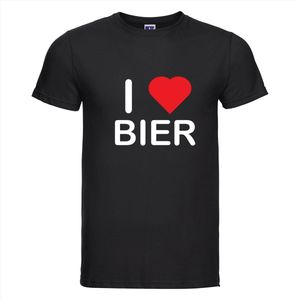 I LOVE BIER T-shirt - 100% Katoen - Maat L - Classic Fit - Zwart