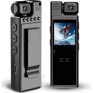 White-Label® Bodycam - Action Cam - Bewegingsdetectie - 180º Draaibare Lens - Bodycam Politie - Spycam - Zwart