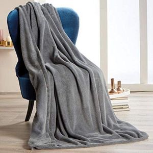 Selbro ® Quebec Knuffeldeken XXL, 200 x 220 cm, grijs, deken, bank, warme woondeken, zacht, microvezel, fleece, Oeko-Tex
