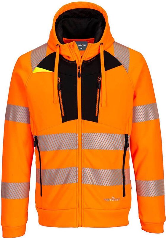 Portwest DX4 Hi-Vis Hoodie met rits DX484 - Oranje/Zwart - 4XL