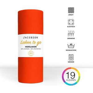 Jacobson - Hoeslaken - 120x200cm - Jersey Katoen - tot 25cm matrasdikte - Oranje