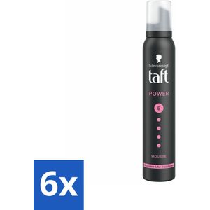 Taft - Haarmousse - Power 5 - Zijdezachte hold - 200 ml - Voordeelverpakking - 6 stuks