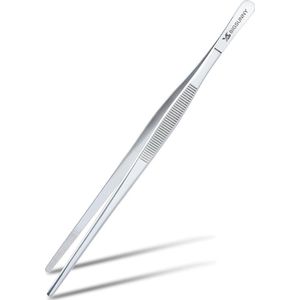 8,5 inch keukenpincet Fijne pincet Roestvrijstalen voedselpincet Multifunctionele precisie gekartelde tips Kokentang Keukenserveertang