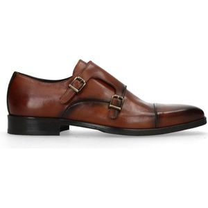 Manfield Leren Gespschoenen Cognac