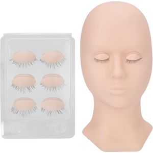 Eyelash Extension Mannequin Head met 3 Paar Afneembare Ogen - Mannequin Head Eyelash Extension Benodigdheden voor Oefening - Rose