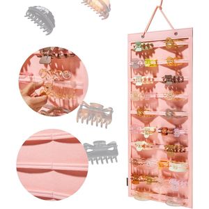 1Stuks Roze - Hangende haarklem-organizer, klauwklem-organizers en opbergruimte voor vrouwen en meisjes, haarklem-houder voor aan de muur, deur en kast (GEEN ACCESSOIRES INBEGREPEN)