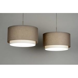 Lumidora Hanglamp 30132 - 2 Lichts - E27 - Taupe - Stof