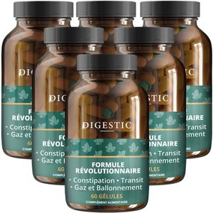 Digestic - Laxatif contre la constipation 100% naturel, 360 capsules, pour le Transit Intestinal, Nettoie, Detox et purifie le colon, Soulage les ballonnements et les gaz