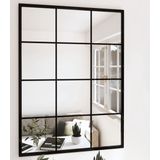The Living Store Wandspiegel - 80 x 60 cm - Set van 3 - Zwart frame - Metaal en glas - Bevestigingshaken - Tijdloos design