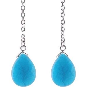Behave Oorbel hanger bewerkt met een druppelvormige natuursteen (agate)