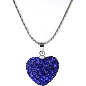 Fako Bijoux® - Ketting - Disco Dots - Hart - Donkerblauw