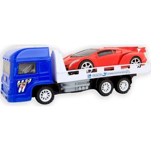 Jonotoys Vrachtauto-vrachtwagen- trekker 30 cm Blauw + auto Geel - +3 jaar