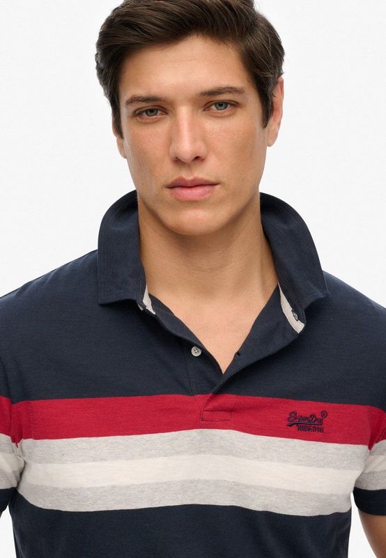 Superdry - Lightweight Stripe - Poloshirt - Blauw - Korte Mouw