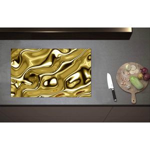 Inductieplaat Beschermer - Vloeibaar Metaal in het Goud - 80x52 cm - 2 mm Dik - Inductie Beschermer van Vinyl