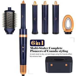 Negatieve Professionele ion haardroger - 6-in-1 - Krullen - Multi-styler - Afneembare - Automatische Wikkelkruller - Hete Luchtborstel - Föhn