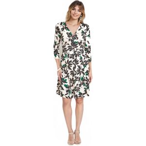 Gebloemde jurk met V-hals, knoopsluiting en 3/4-mouwen