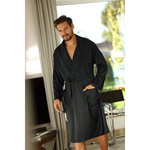 Elegante Satijnen kamerjas voor heren | Badjas Heren Volwassenen | DKaren Noah | Kwaliteit satijn | zwart | XL