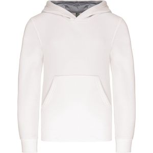 Kariban Kinder hooded sweater met gecontrasteerde capuchon K453 - White / Fine Grey - 8/10 Y (8/10 ans)