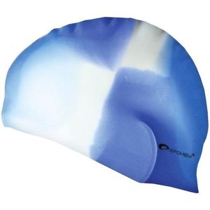Siliconen Zwemcap Abstract Design Blauw/Wit