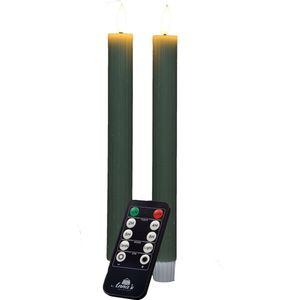 Diner kaars wax rustiek Jade Groen ribbel, bewegende vlam LED