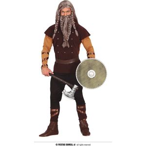 Guirca - Piraat & Viking Kostuum - Viking Erling Strijder Van De Grote Zee - Man - Bruin - Maat 48-50 - Carnavalskleding - Verkleedkleding