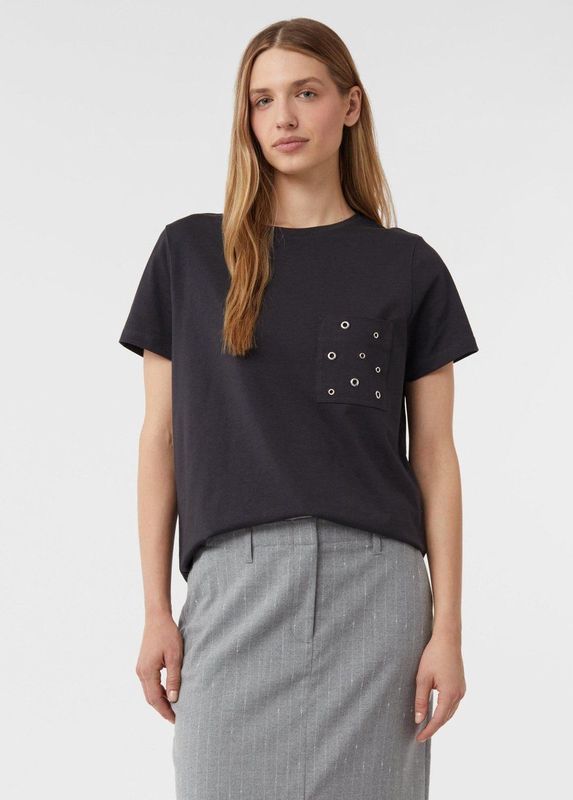 comma - T-Shirt - Korte Mouwen - Met Borstzak - Urban Flair