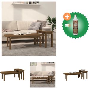 vidaXL 2-delige Salontafelset massief grenenhout honingbruin - Tafel - Inclusief Houtreiniger en verfrisser