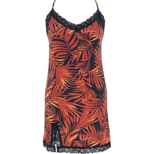 Guy de France - Nuisette micro - bedrukt brique/marine - S