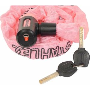 Stahlex Kettingslot - roze - 120 cm - 2 sleutels - scooter / fiets - kabelslot