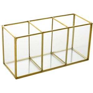Make-up kwastenhouder - Gold make-up organizer - 1 stuk - Glas - 7,1 x 7,8 x 8 cm