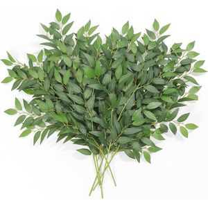 6 Stks Kunstgras Planten 16 ""16 Stengels UV Bestand Groen Nep Gras voor Thuis Venster Tuin Patio Opknoping Planter Pathway Front Veranda Decor (Ruscus) nep planten
