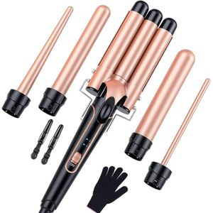 Krultangset 5in1 - Golvend Krultang - Meerdere opzetstukken - 9mm/32mm - Roze Goud