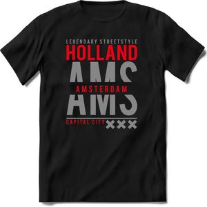 Amsterdam - Holland | TSK Original & vintage | T-Shirt Heren - Dames | Zilver - Rood | Perfect Cadeau Shirt | Grappige Spreuken - Zinnen - Teksten | Maat XL