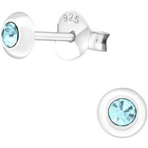 Aramat jewels ® - 925 sterling zilveren oorbellen rond kristal aqua