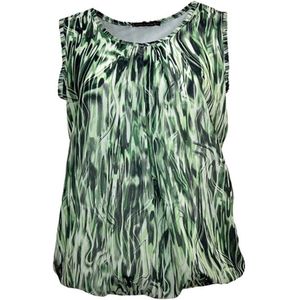 Pink Lady dames top - E102 - groen print - mouwloos - maat L