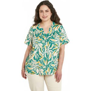 Bedrukte tuniek met V-hals en knoopsluiting