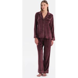 Dagi Pyjamaset met Lange Mouwen, Overhemdkraag en Broek met Normale Taille