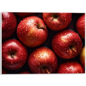 PVC Schuimplaat- Verse Rode Appels onder de Waterdruppels - 40x30 cm Foto op PVC Schuimplaat